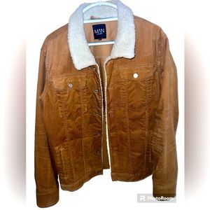Boohoo Man Corduroy Trucker Jacket w/ Sherpa Collar Size XL